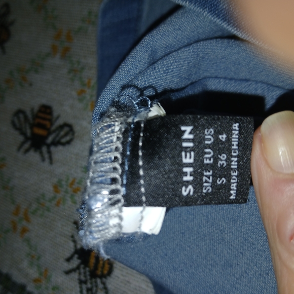 SHEIN Blue Ribbed Off-Shoulder Bodycon Dress - Picture 2 of 2